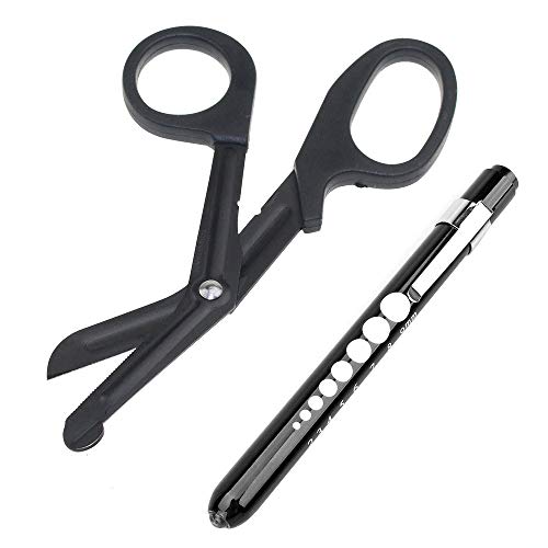 YOMNEE Trauma Shears and Medical Penlight with Pupil Gauge, EMT Medical Bandage Scissors for Nurses, EMS, Medical Students, Emergency Room