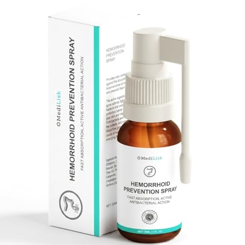 MediLisk Hemorrhoid Spray for External Care Soothing Mist for Daily Comfort Fast-Absorbing Non-Greasy Formula Easy No-Touch Application Travel-Friendly 30ml