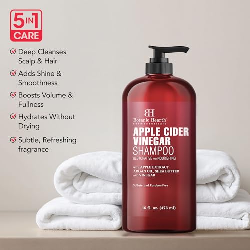 Image of Botanic Hearth Apple Cider Vinegar Shampoo | Clarifying And Nourishing, Reduces Itchy Scalp, Dandruff & Frizz | Sulfate Free, For All Hair Types, Men And Women | 16 Fl Oz