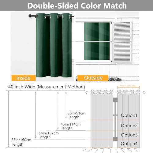 Image of Simplebrand Ever Green Curtains for Bedroom 54 Inch Length 2 Panels Set, Room Darkening Thermal Insulated Energy Saving Curtains for Nursery, Grommet Solid Soft Window Treatment Drapes, W40 x L54
