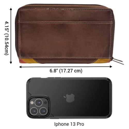 Women's RFID Blocking Double Zipper Smartphone Leather Wallet with Removable Checkbook Holder (Multicolor)3