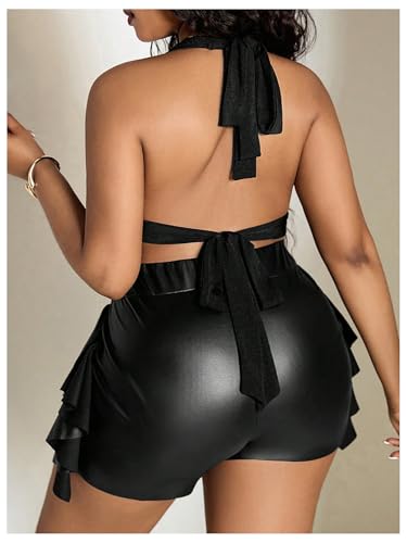 Verdusa Women's Plus Size Sexy Halter Going Out Tops Backless Deep V Neck Cowl Neck Party Tank Top2