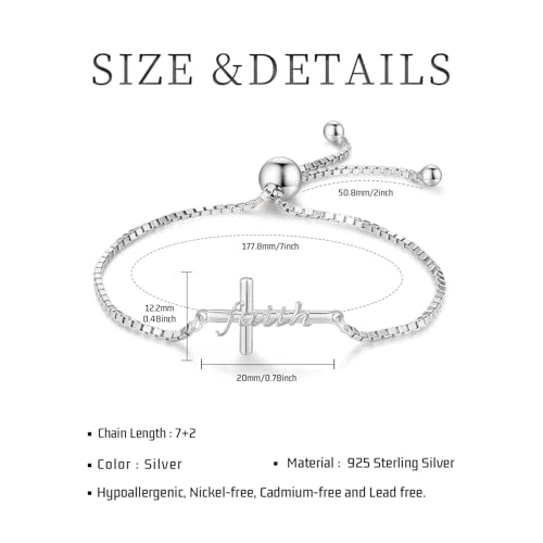 Midir&Etain Cross Bracelet 925 Sterling Silver Faith Christian Religious Anklet Bracelet Christian Cross Jewelry Gifts for Women2