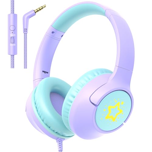 Casque filaire pour enfants avec micro Botesty Sound violet pour l'école et la maison