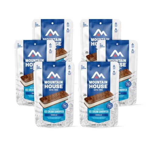 Mountain House Vanilla Ice Cream Sandwich | Freeze Dried Backpacking & Camping Food | 6-Pack