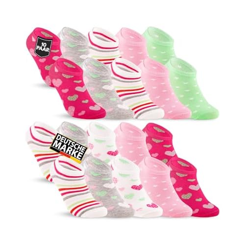 10 Paar Kinder Sneaker Socken Jungen & Mädchen Baumwolle Kindersocken (31-34, 10 Paar | 56271)