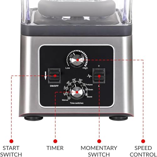 Frullatore commerciale da 2600 W - Frullatore professionale da bar ad alta capacità da 4,5 litri con copertura insonorizzata, manopola di controllo della velocità e timer intelligente per frullati