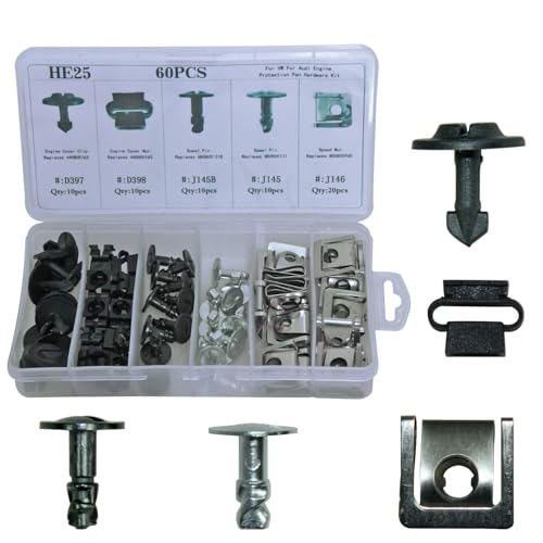 Medoon Car Engine Protection Trim Pin Clip Engine Protection Pan Fastener Rivet Clips for Audi VW 60PCS