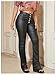 WDIRARA Women's Button Fly Faux Leather Flare Pants Punk High Waisted Skinny Trousers Black Large