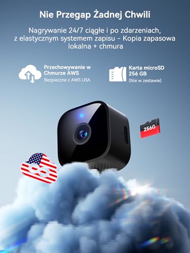 Outinput 2K Plug-in Überwachungskamera Innen, WLAN Indoor Kamera mit Nachtsicht, Hundekamera mit App, Bewegung&Geräusch-Erkennung, 2-Wege-Audio, Sirene, SD&Cloud-Speicher, für Baby&Haustiere, Schwarz