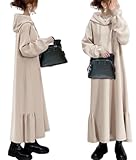 [Ｍｉｎｅｓａｍ] ロングワンピース レディース パーカーワンピース ロングパーカー フード付き マキシワンピース ロングワンピース 切り替え 長袖 春秋冬 (2＃ベージュ,Free)