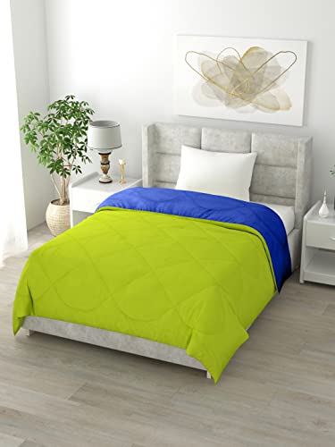 Image of Clasiko Reversible Single Bed Comforter; 60x90 Inches; 200GSM; Blue & Green