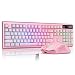 Produktbild ZJFKSDYX C104 Kabelloses Gaming Tastatur und Maus Set, RGB-Beleuchtung, mechanisches Gefühl3000mA Batteriekapazität Kabelloses Tastatur und 3200 DPI Kabelloses Gaming Maus für Gamer (Pink)