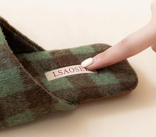 Furry Plaid Mules for Women Men Closed-Toe Silent Slippers Elegant House Shoes Sandals3