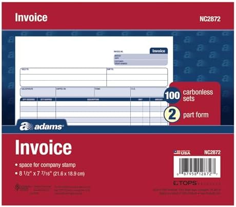 Amazon.com : Adams Invoice Book, 2-Part Carbonless, 8-1/2" x 7-7/16 ...