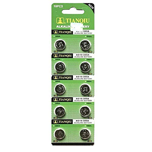 AG10/ LR1130H/ 389A 1.5V Alkaline Batteries - 10 Pieces