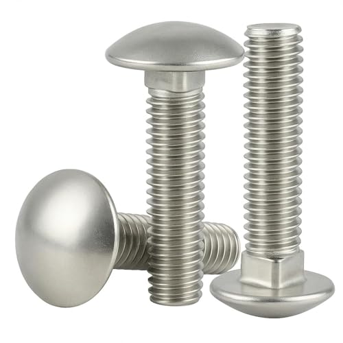 Image of IMSCREWS 1 /2-13 x 1 Carriage Bolts, 304 18-8 Stainless Steel, Round Head & Square Neck, Full Thread Heavy Duty Structural Bolts for Metal & Wood, 2 Pack