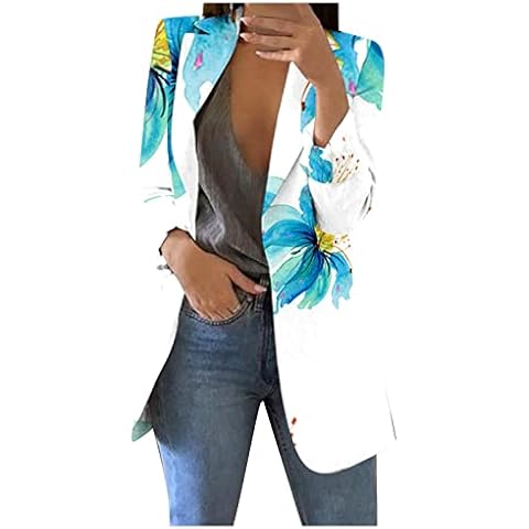 QHDDP Damen Blazer Schwarz Windjacke Damen Winterjacken Damen Reduziert Long Steppweste Damen 80Er KostüM Jacke Schneezauber Steppweste Damen Leinenjacke Damen Damen Steppweste Mit(2 Himmelblau,S) Cover