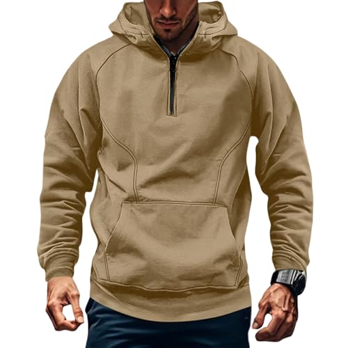 GOFULY Quarter Zip Hoodie Men Lightweight Fleece Tactical Sweatshirts Fashion Fall Daily Casual Pullover Hoodie With Pockets - Main Image