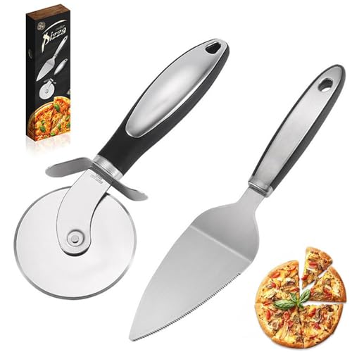 Wnddle Cortador de Pizza, Set de Cortador de Pizza,Cortador Pizza Acero Inoxidable,Cortapizzas de Ruedas,Corta Pizza Profesional,Pizza Ruedas Cortadora en Mango Antideslizante,Apto para Hogar y Cocina