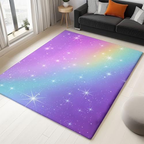 Vistoso Alfombra de Franela 140 x 200 cm Fácil Cuidado, Sueño Dibujos Animados Estrellas Impresión Cómoda Alfombra, Utilizada para Interiores en Todas Las Estaciones Lavables Máquina