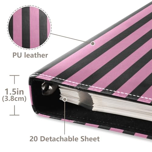 Álbum de fotos adhesivo para manualidades Scrapbook FLildon Rosy Pink con rayas negras, encuadernación de 3 anillos, 40 páginas, tamaño 8x10 para recuerdos miniatura 4
