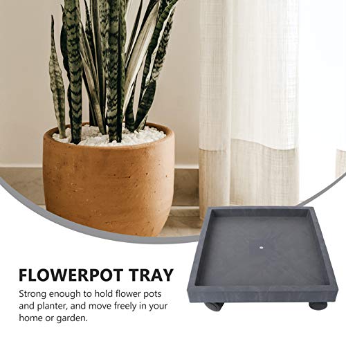 Doitool Planter Tray Plant Pallet Caddy Rolling Plant Tray Plant Stand Round Flower Pot Mover Plant Stand With 4 Wheels Plant Trolley For Indoor Or Outdoor, Garden, Patio (Grey) #TOP2