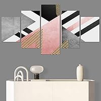 SIGNWIN 5 Panel Canvas Wall Art Modern Art Contemporary Dramatic Geometric Mixed Media Multicolor Patterns for Home Decorations Ready to Hang - 60