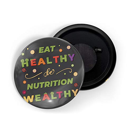 dhcrafts Fridge Magnet Green Color Eat Healthy and Nutrition Wealthy Glossy Finish Design Pack of 1 (58 mm)