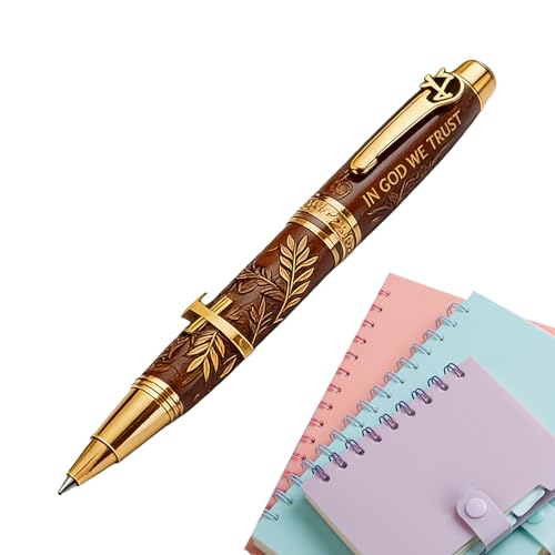 : Bolígrafo bíblico bendito por Dios - regalo conmemorativo cristiano, diseño de cruz de escritura grabada | Bolígrafo de escritura religiosa inspirador hombre mujer, elegante presentación de regalo