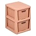 BranQ - Home essential Scaffale in rattan con 2 cestini in plastica senza BPA, colore: rosa salmone, 29,5 x 24 x 32,8 cm