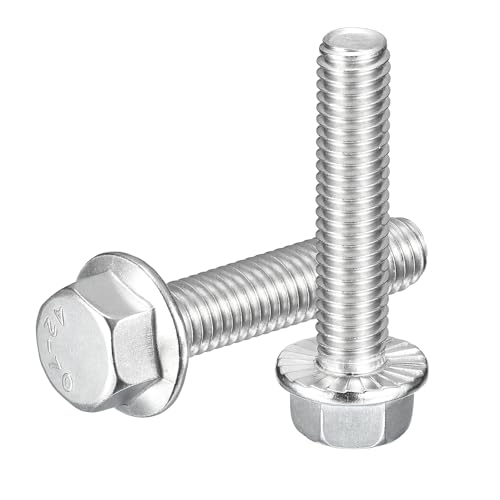 Image of uxcell 10Pcs 3 /8-16 x 1-3 /4 inch Flanged Hex Head Bolts, 304 Stainless Steel Flange Hexagon Screws, Flange Hex Drive Screws 5.8 Grade for Machinery Industry Home Appliances, Silver