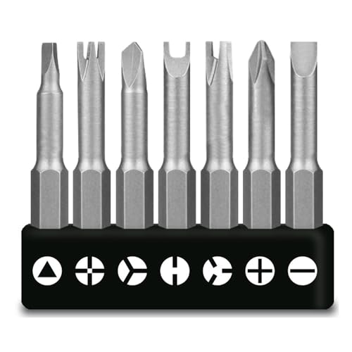GIONAR 7 Stück Spezial-Förmige Schraubendreher-Bit-Set, 50 mm, U-Form, Y-Typ, Dreieck, Innenkreuz, Dreipunkt, Chrom-Vanadium-Stahl Speziell Geformtes Schraubendreher-Set