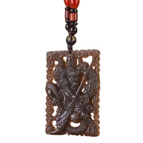Collier pendentif Guan Gong en jade pourpre, style zen et élégance au quotidien