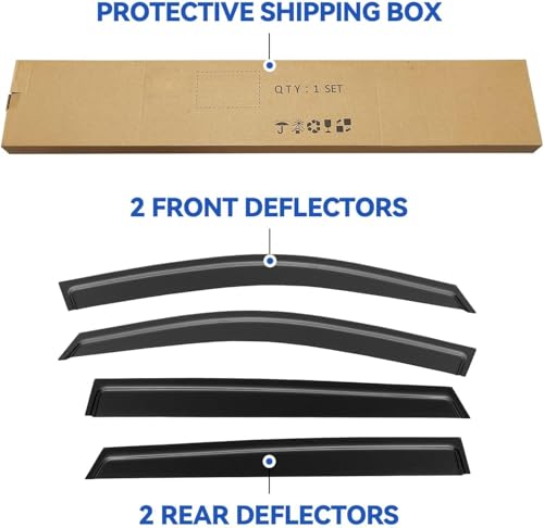 Image of Window Visors Rain Guards Shield for 2020 2021 2022 2023 2024 2025 Subaru Outback, Out-Channel Window Vent Wind Deflectors Visors Shades for 20-25 Outback