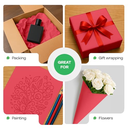Image of Red Kraft Paper Roll 48 inch x 1200 inch (100 feet) with Cutter - USA-Made Gift Wrapping Paper for Packing, Moving, Shipping & Crafts /Arts - 100% Recyclable Natural Craft Material by IDL Packaging | Gift Wrapping Paper for Packing, Moving, Shipping & Crafts /Arts - 100% Recyclable Natural Craft Material by IDL Packaging