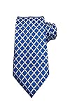 Importé Wehug Cravate en soie pour homme avec motif à carreaux classique tissée jacquard, bleu, 3.1 inch