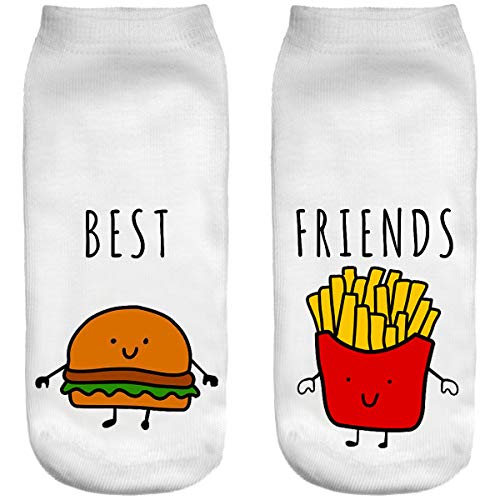 Ferocity Lustige Socken Sneaker Halbsocken Strümpfe Sportsocken Füßlinge mit Motiv 3D [001] (Best Friends) Cover