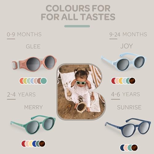 Image of BEABA, Baby Sunglasses 0-9 Months, 100% UV Protection - CAT 4, Side Protection, Optimal Comfort, Adjustable Elastic Headband, Pastel Yellow, 1 Unite (Lot de 1)