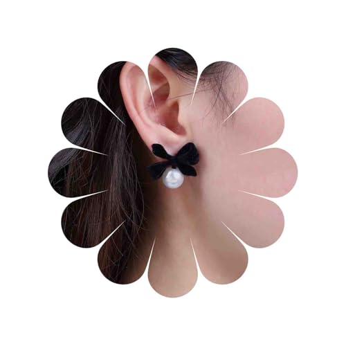 Cybche Boucles D'oreilles En Velours Noir Boucles D'oreilles Pendantes En Perles Blanches Boucles D'oreilles En Daim Noir Boucles D'oreilles Épaisses En...