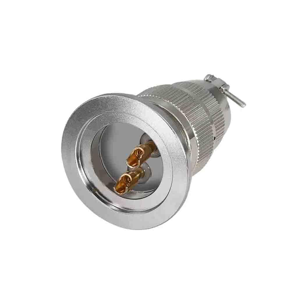 Connecteur aviation KF25-02 étanche : fiches mâle/femelle verre 2 broches pour connexion sous vide