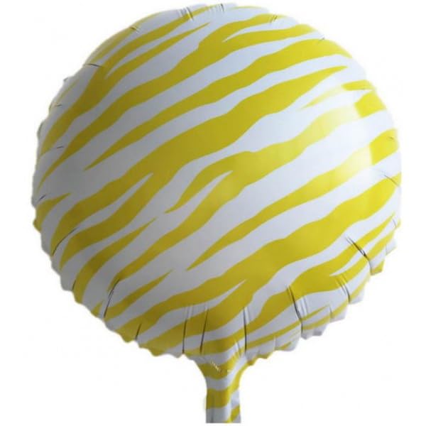 Globos de aluminio redondos con diseño de tiras de 18 pulgadas para cumpleaños, boda, despedida de soltera, despedida de soltera (amarillo, paquete de 2)