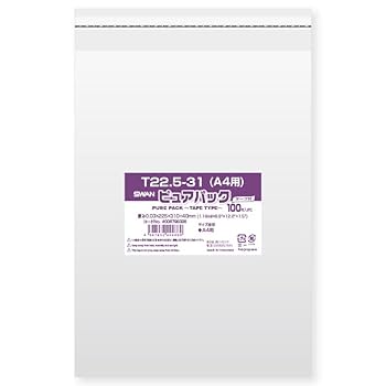 OPP袋 B5 テープ付き 3000枚 クリアクリスタルピュアパック 透明袋 HEIKO OPP袋 クリスタルパック T-B5 (テープ付き) 厚口04 100枚