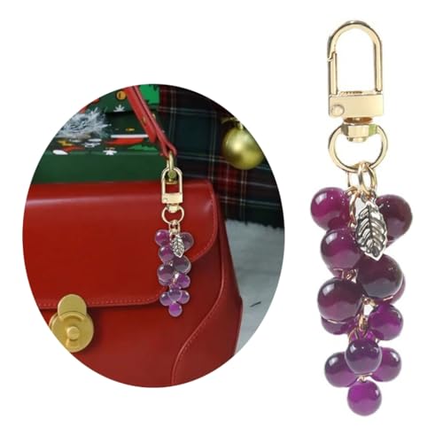 Crystal Grape Pendant Keychain Stylish Phone Antilost Lanyard Keyrings Decoration for Women Bag Backpack2