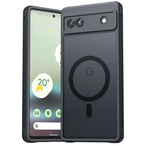 EASDNB für Google Pixel 6A Hülle für Magsafe Magnetisch Handyhülle für Pixel 6A Case Kameraschutz Stoßfeste Kratzfeste Durchscheinende Schutzhülle für Google 6A Schwarz