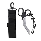 Keenso Coltello da Immersione, Forbici da Immersione in Acciaio Inossidabile con Rivestimento in Ti, Forma Curva con Fodero per Tagliare Le Reti da Pesca alle Alghe