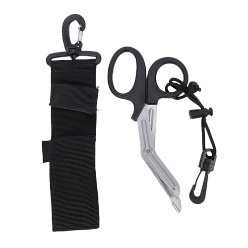 Keenso Coltello da Immersione, Forbici da Immersione in Acciaio Inossidabile con Rivestimento in Ti, Forma Curva con Fodero per Tagliare Le Reti da Pesca alle Alghe