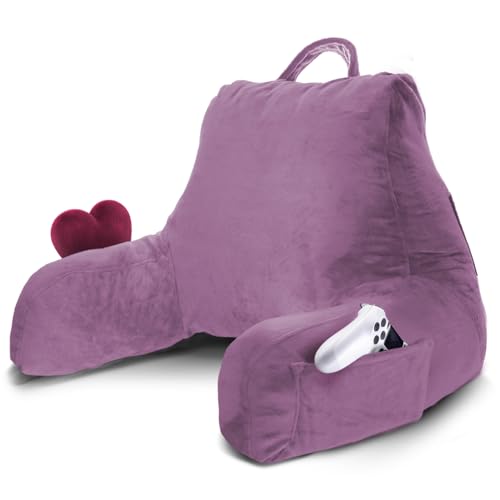 Image of Nestl Reading Pillow for Kids & Teens with Shredded Memory Foam, Backrest Pillows for Reading, Watching, and Gaming, Use on The Couch, Bed, or Floor, Adjustable Support, Washable Cover Lavender Dream