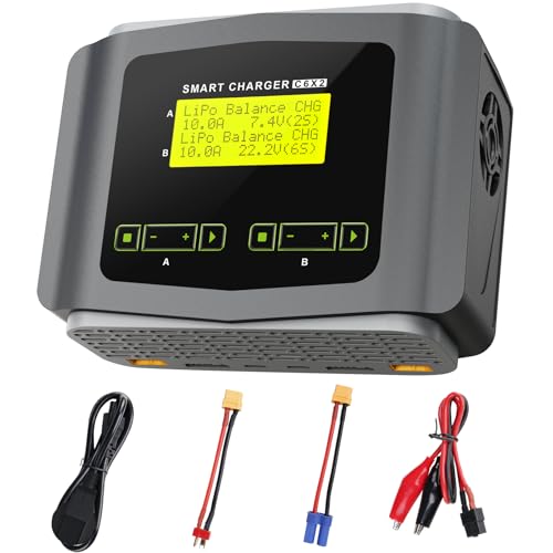 HTRC Lipo Ladegerät Duo, Lipo Charger AC 150W/ DC 240W, 10A RC Balance Ladegerät, RC Akku Ladegerät, RC Ladegerät für LiPo/Life/LiHV/Lilon(1-6S), NiMH/NiCD(1-15S), PB, Smart Battery