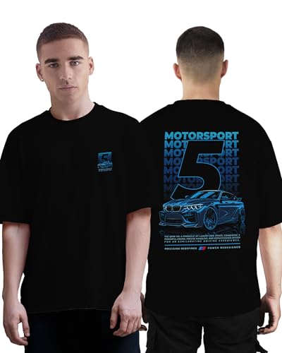 Image of Buy That Trendz Mens Oversized Tshirt 5 Motorsport Printed Crew Neck Cotton Drop Shoulder Half Sleeve Stylish Tshirt